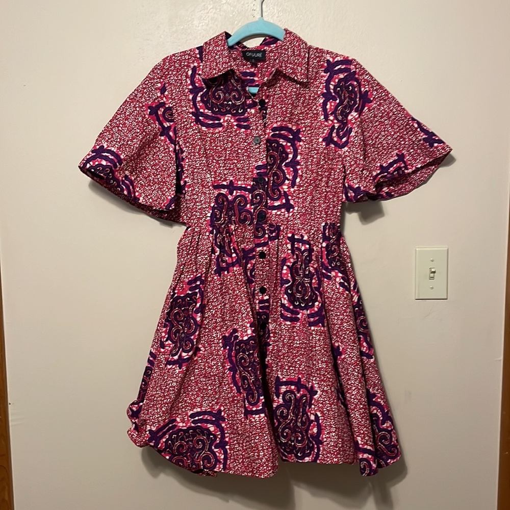 Pink Patterned Short Sleeve Fit & Flare Dress